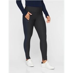 Athleta Stellar‎ Tight Leggings Women's Small Two Tone Black Blue Activewear